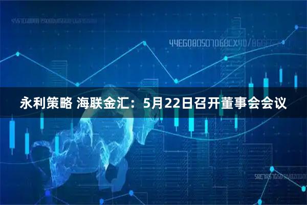 永利策略 海联金汇：5月22日召开董事会会议