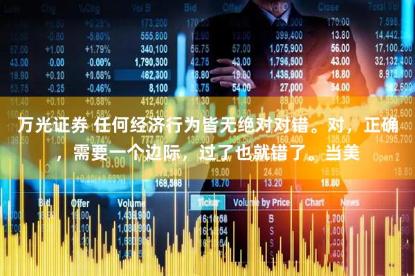 万光证券 任何经济行为皆无绝对对错。对，正确，需要一个边际，过了也就错了。当美